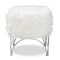 Baxton Studio Celia White Faux Fur Upholstered Silver Metal Ottoman 161-10270 - alternate 7